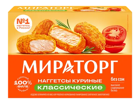 Наггетсы куриные Классические 250гр Мираторг 1/12